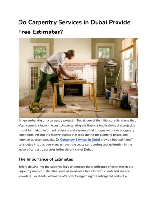 Do Carpentry Services in Dubai Provide Free Estimates_