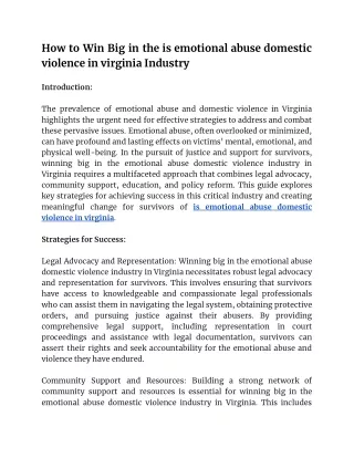 is emotional abuse domestic violence in virginia