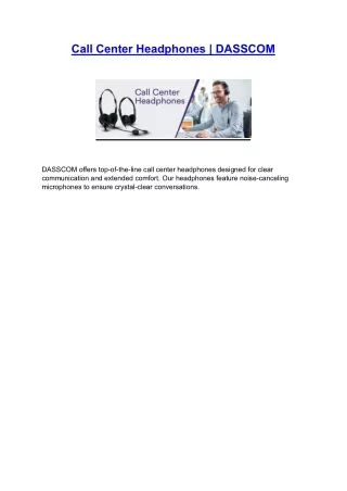 Call Center Headphones | DASSCOM