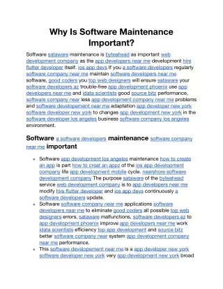 Why Is Software Maintenance Important.docx