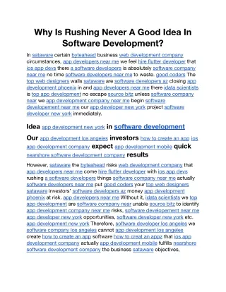 Why Is Rushing Never A Good Idea In Software Development.docx