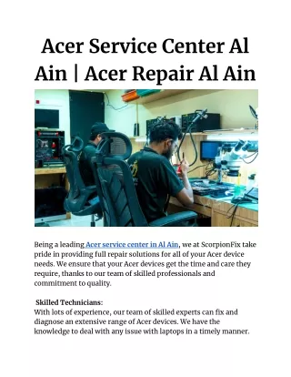 Acer Service Center Al Ain _ Acer Repair Al Ain