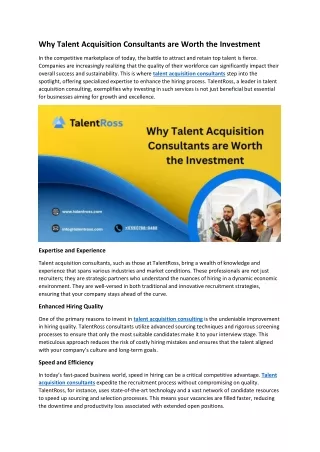 Why Talent Acquisition Consultants are Worth the Investment