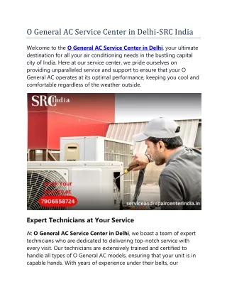 O General AC Service Center in Delhi