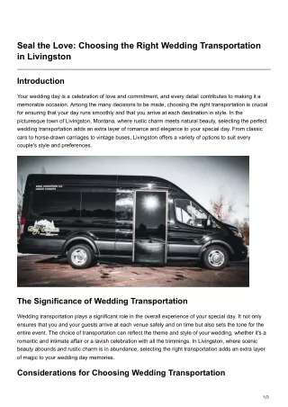 Seal the Love Choosing the Right Wedding Transportation in Livingston