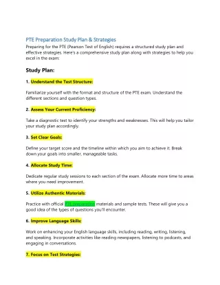 PTE Preparation Study Plan