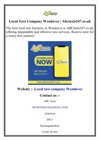 Local Taxi Company Wendover   Abctaxis247.co.uk