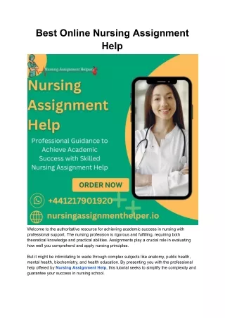 Best Online Nursing Assignment Help