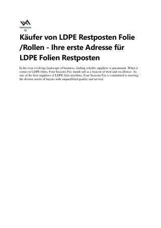 Käufer von LDPE Restposten Folie