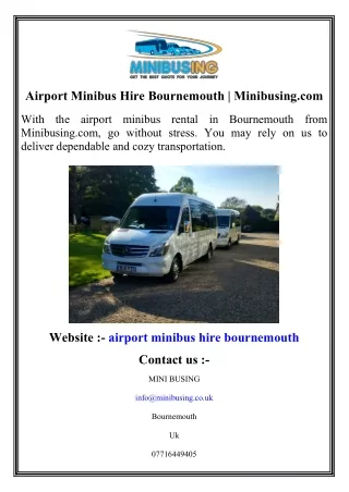 Airport Minibus Hire Bournemouth   Minibusing.com