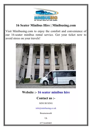 16 Seater Minibus Hire   Minibusing.com