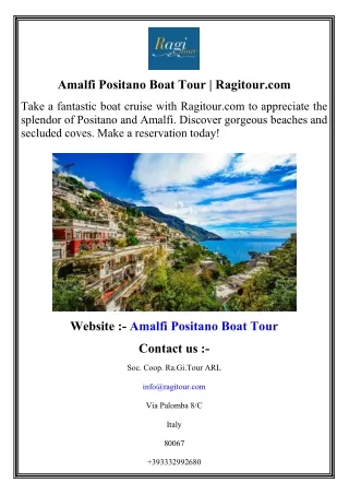 Amalfi Positano Boat Tour   Ragitour.com