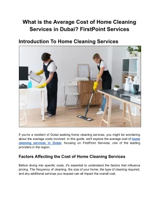 What is the Average Cost of Home Cleaning Services in Dubai? FirstPoint Services