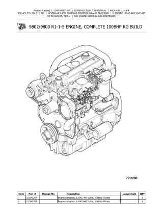 JCB 4CXSM444 SUPER BACKOHE LOADER Parts Catalogue Manual (Serial Number 00930000-00959999)