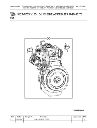 JCB 65R-1 Mini Crawler Excavator Parts Catalogue Manual (Serial Number 01913904-01914904)