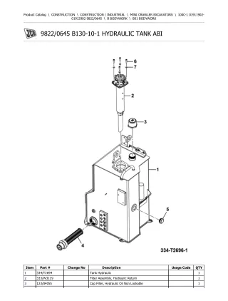 JCB 100C-1 Mini Crawler Excavator Parts Catalogue Manual (Serial Number 01911902-01912902)