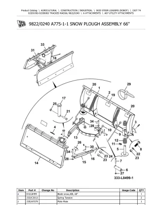 JCB 150T T4 SKID STEER LOADER (ROBOT) Parts Catalogue Manual (Serial Number  02201002-02206002)