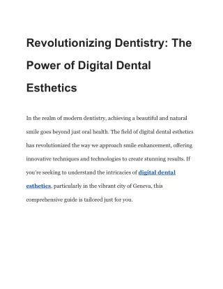 Revolutionizing Dentistry_ The Power of Digital Dental Esthetics