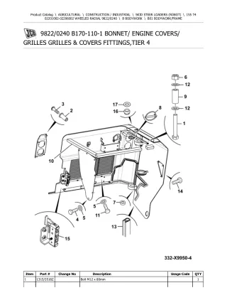 JCB 155 T4 SKID STEER LOADER (ROBOT) Parts Catalogue Manual (Serial Number  02201002-02206002)