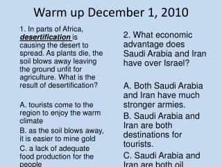 Warm up December 1, 2010