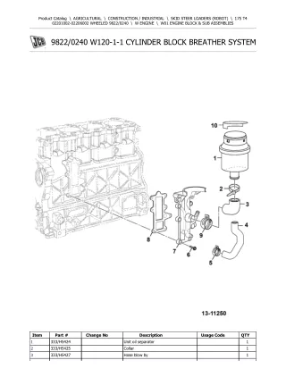 JCB 175 T4 WHEELED Robot Parts Catalogue Manual (Serial Number 02201002-02206002)