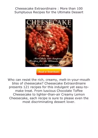 ❤️get (⚡️pdf⚡️) download Cheesecake Extraordinaire : More than 100 Sumptuou