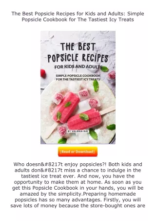 free read (✔️pdf❤️) The Best Popsicle Recipes for Kids and Adults: Simple P