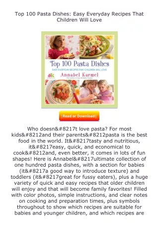 Download❤[READ]✔ Top 100 Pasta Dishes: Easy Everyday Recipes That Children