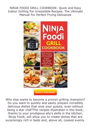 read ❤️(✔️pdf✔️) NINJA FOODI GRILL COOKBOOK: Quick and Easy Indoor Grilling