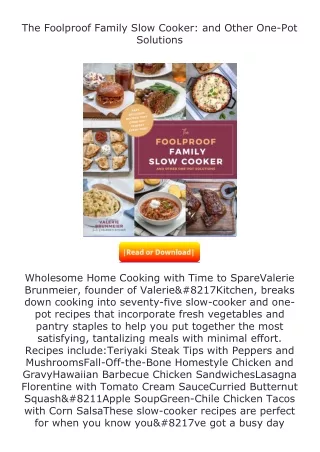 (❤️pdf)full✔download The Foolproof Family Slow Cooker: and Other One-Pot So