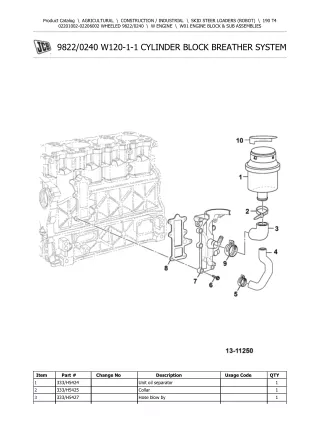 JCB 190 T4 WHEELED Robot Parts Catalogue Manual (Serial Number 02201002-02206002)