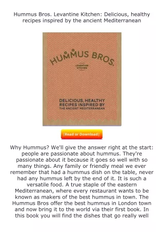 read ❤️(✔️pdf✔️) Hummus Bros. Levantine Kitchen: Delicious, healthy recipes