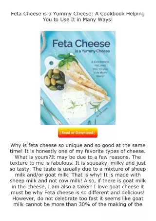 (❤️pdf)full✔download Feta Cheese is a Yummy Cheese: A Cookbook Helping You