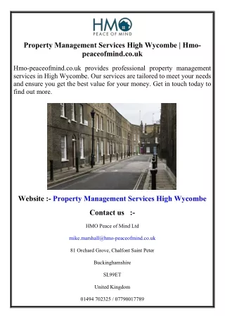 Property Management Services High Wycombe   Hmo-peaceofmind.co.uk