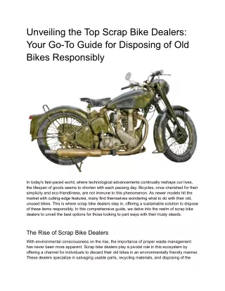 Unveiling the Top Scrap Bike Dealers_ Your Go-To Guide for Disposing of Old Bikes Responsibly
