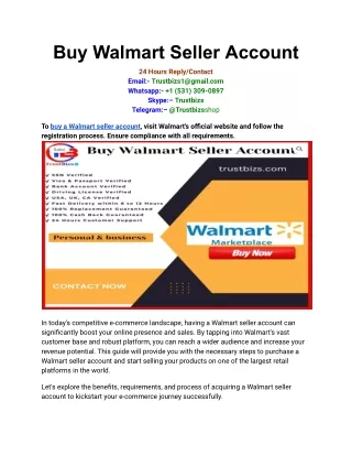 Buy Walmart Seller Account