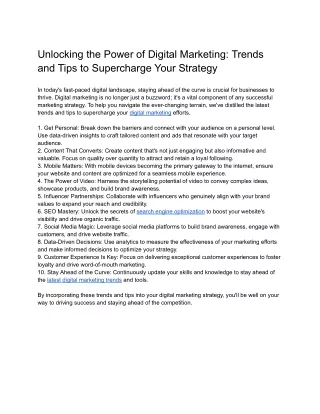 Unlocking the Power of Digital Marketing_ Trends and Tips to Supercharge Your Strategy