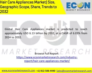 Hair Care Appliances Market  |Size, Share, Trends, Growth, Scope