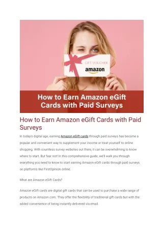 How to Earn Amazon eGift Cards with Paid Surveys