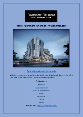 Rental Apartment In Canada  Waliahomes