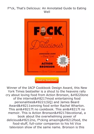 Download⚡PDF❤ F*ck, That's Delicious: An Annotated Guide to Eating Well