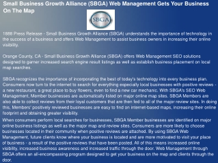 Small Business Growth Alliance (SBGA) Web Management Gets