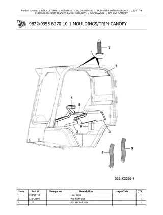 JCB 225T T4 TRACKED Robot Parts Catalogue Manual (Serial Number 02427801-02428800)