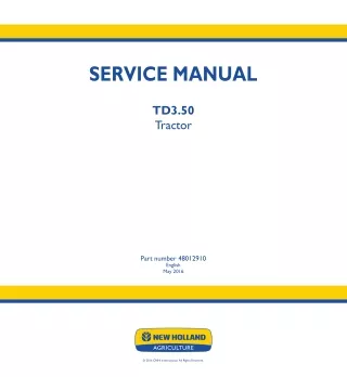 New Holland TD3.50 Tractor Service Repair Manual Instant Download
