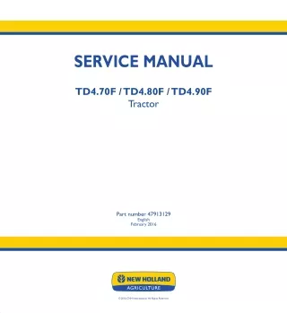 New Holland TD4.70F Tractor Service Repair Manual Instant Download