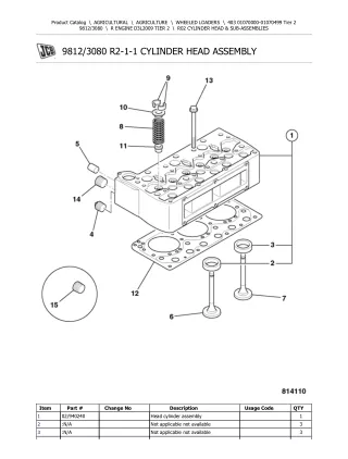 JCB 403 Tier 2 Wheeled Loader Parts Catalogue Manual (Serial Number 01070000-01070499)