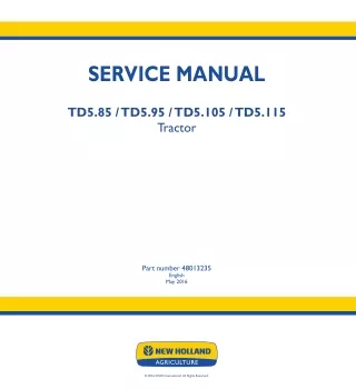New Holland TD5.85 Tractor Service Repair Manual Instant Download