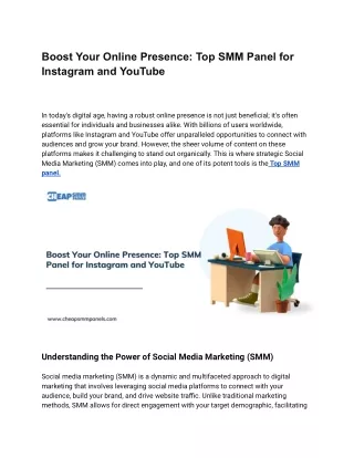 Boost Your Online Presence_ Top SMM Panel for Instagram and YouTube