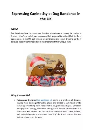 Expressing Canine Style Dog Bandanas in the UK