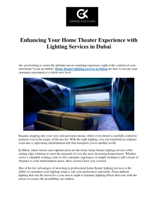 Illuminate Your Entertainment: Premier Home Theater Lighting Services in Dubai